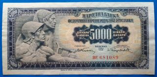 Yugoslavia,  5000 Dinara 1955,  Aunc