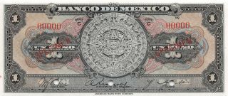 México 1 Peso Nd.  1936 P 28cs Series C Specimen Uncirculated Banknote