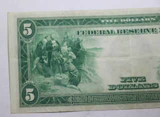 1914 $5 Five Dollars Federal Reserve Note FR 855a White - Mellon Horse Blanket 4