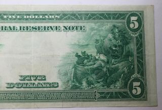 1914 $5 Five Dollars Federal Reserve Note FR 855a White - Mellon Horse Blanket 5