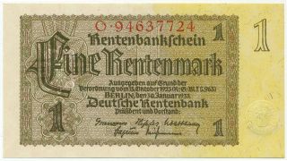 Germany,  Deutschland - 1 Rentenmark 30.  1.  1937.  P173 Ro166b,  Unc.  (d161)