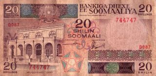 Soomaaliya Somalia 20 Soomaali Shillin Shilling 1987 Bank Note Vf Vintage