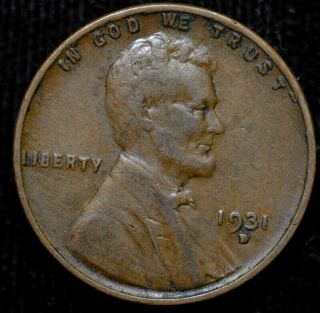 1931 D Lincoln Wheat Cent,  Penny,  Very Fine,  C4451