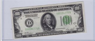 Series 1928 A Green Seal One Hundred Dollars $100 Federal Reserve Note |2