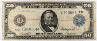 Series 1914 Fifty Dollar Federal Reserve Note $50 Large Size Note