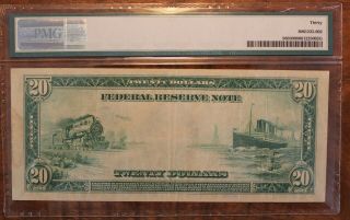 1914 Federal Reserve Note Twenty Dollar Bill FR 980 PMG 30 VF 20.  00 US Currency 2