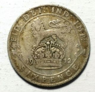 1912 6 Pence Of Great Britain || 92.  5 Silver,  19.  5mm || King George V