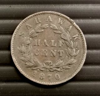 Sarawak 1870 - H 1/2 Half Cent Coin.
