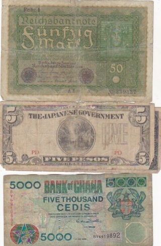 7 1919 - 2000 Circulated Notes From All Over