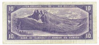 1954 CANADA 10 DOLLARS NOTE ' DEVIL ' S FACE ' - p69a 2