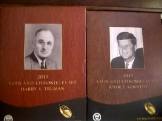 2 Coin Set 2015 Harry Truman & Kennedy Chronicles Ogp Complete With Stamps Nr