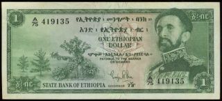 Ethiopia 1 Dollar Banknote 1961 Choice Uncirculated P 18a Birr