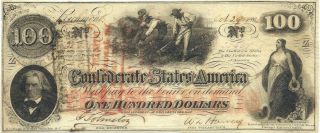 1862 $100 Confederate Civil War Note Slaves Hoeing Cotton Crisp Uncirculated