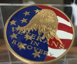 Veterans In Recovery Medallion Chip Coin Aa Na Red White Blue Color