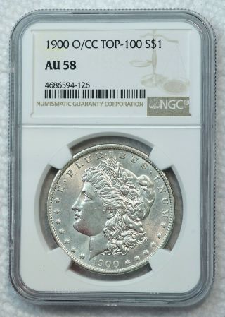 1900 O/cc $1 Us Morgan Silver Dollar Coin (ngc Au 58 Au58) Top 100 Vam O Over Cc
