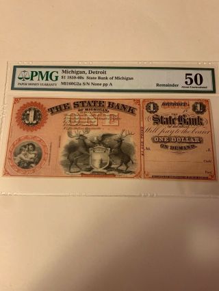 $1 1859 - 60s State Bank Of Michigan