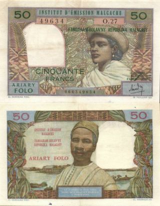 Madagascar - 50 Francs = 10 Ariary (1969) P.  61