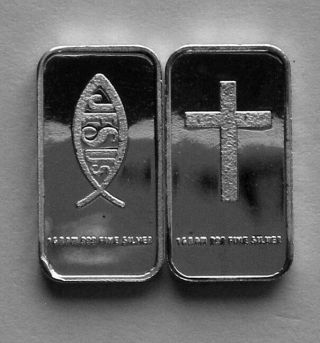 (100) 1 Gram.  999 Pure Silver Cross Ichthys Jesus Christ Lord God Savior (2b)