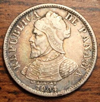 1904 Silver Panama 5 Centesimos Balboa Coin About Uncirculated