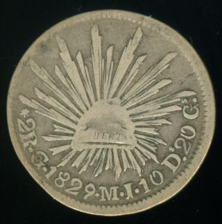 1829 Go J M Mexico Silver 2 Reales