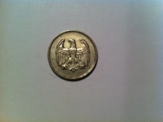1924 G German Mark,  Mid Grade,  Silver,  1 One Germany Weimar Republic (454)