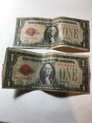 (2) 1928 $1 One Dollar Notes