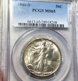 1941 - S Walking Half Dollar Pcgs - Ms65 Hundreds Of Undergraded Coins Up No Res