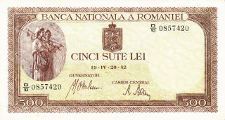 1942: Romania 500 Lei 20/iv/1942 Roumanie Rumänien