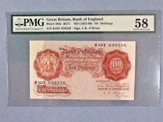 Great Britain 10 Shillings P - 368 - C Nd (1955 - 60) Pmg 58