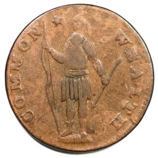 1788 11 - E R - 3,  Massachusetts Cent Colonial Copper Coin