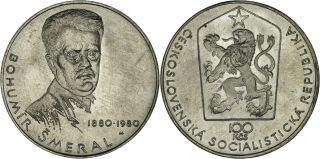 Czechoslovakia: 100 Korun Silver 1980 (bohumir Smeral) Unc