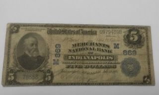 $5 Series 1902 Nation Currency Indianapolis Indiana (pm - 42)