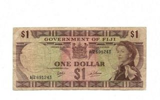 Bank Of Fiji 1 Dollar 1969 Vg