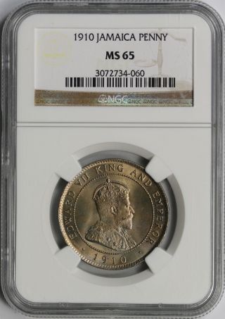 1910 Jamaica One Penny 1c Ms 65 Ngc