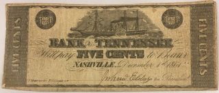 Bank of Tennessee 5 Cents 1861 Very Scarce Note 2