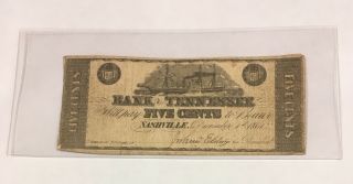 Bank of Tennessee 5 Cents 1861 Very Scarce Note 3
