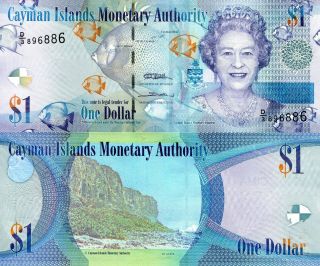 Cayman Islands 1 Dollar Banknote World Paper Money Currency Pick P38c 2010 D/3