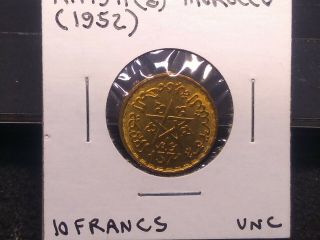 1952 Morocco 10 Francs Coin,  Uncirculated