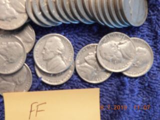 1938 Jefferson Nickel Roll 40 Coins Au - Bu (ff)