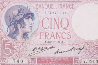 France 1928 - 29 5 Francs Set Of Five Bank Notes Y23