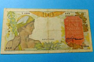 1947 French Indochina Vietnam 100 Francs/piastres Bank Note - Vf