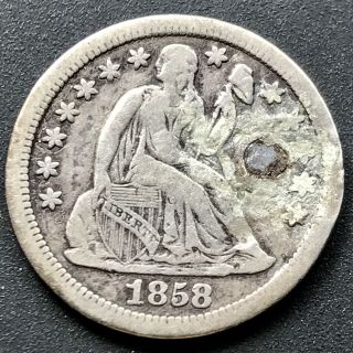 1858 S Seated Liberty Dime 10c Coin Rare Date San Francisco 6406