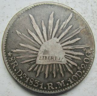 Mexico 1831 Do - Rm 8 Reales Cap & Rays Durango
