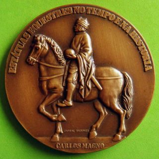 Art Equestrian Statue Of Charlemagne Sculptor Pierre Lepautre Big Bronze Medal