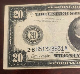 1914 20 dollar federal reserve note York 6