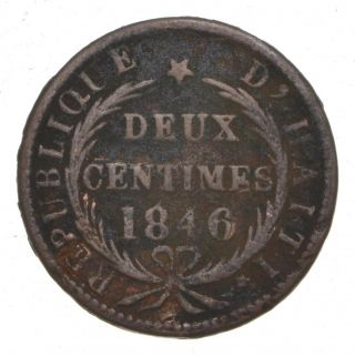 World Coin - 1846 Haiti 2 Centimes - 4.  4 Grams 949