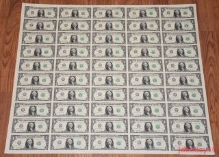 $1 Uncut Sheet 1x50 One Dollar Bills 2017 United States Currency Money Bep