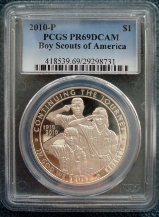 2010 Usa - 1 Dollar - Boy Scouts Of America Centennial - Silver Coin - 8731