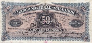 El Salvador - Banco Nacional - 50 Pesos 1913 - Pick S165 - Medium Grade