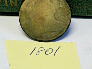 1801 Draped Bust Large Cent - Worn Old Us Coin